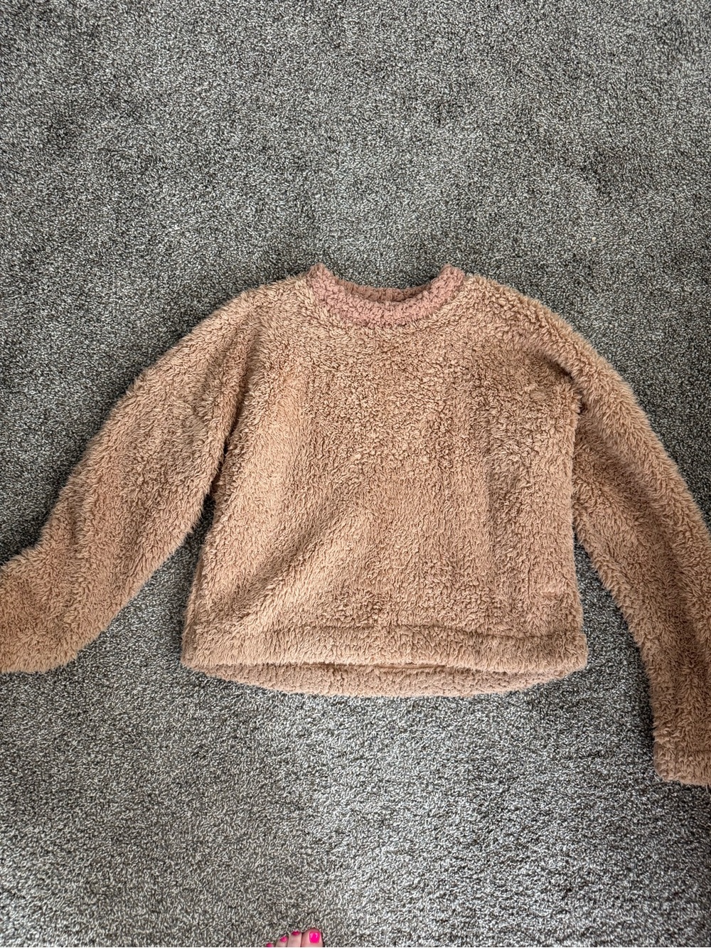 Albion Cozy Plush Crewneck Sweater in Light Brown